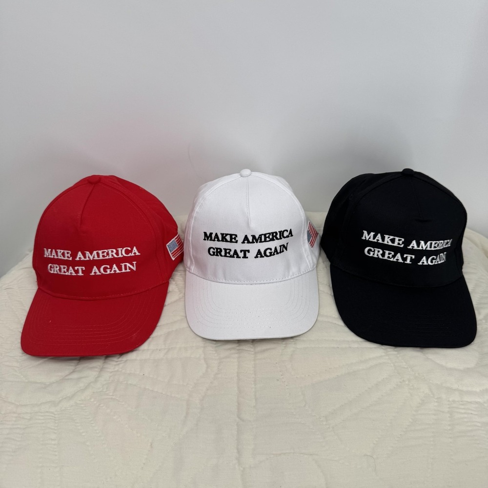 Make America Great Again Hat Cap Strap Back Mens Red White Black Flag USA